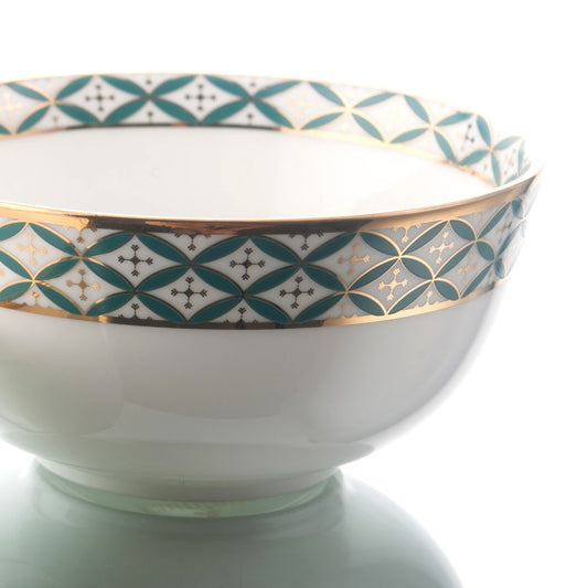 green and gold highlighted bowl 