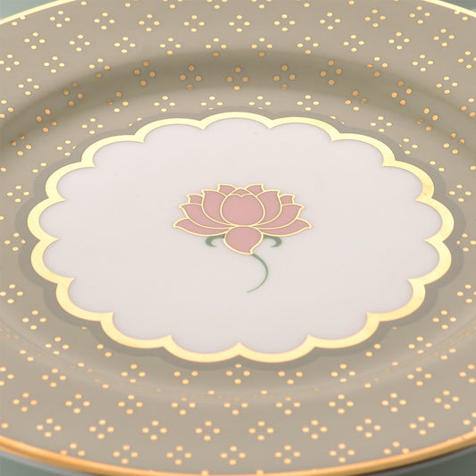 green and pink lotus design side plate