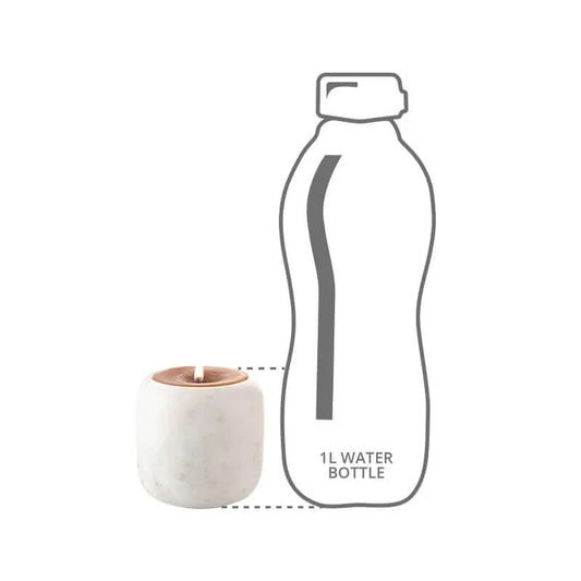 Size comparison of candle holder with bottle