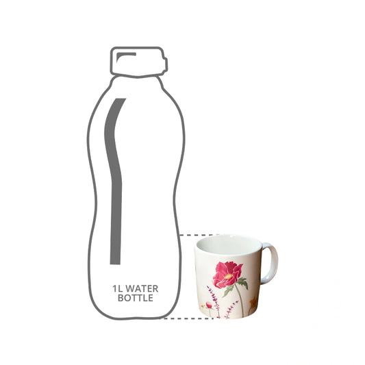 Height comparison of Pastoral Tea Mug with 1l bottle