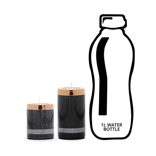 size comparison of candle stand with bottle