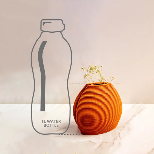 Size comparison of vase with bottle
