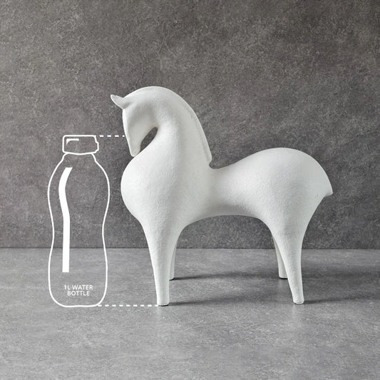 Height comparison of Harpalos White Horse Sculpture with a 1l bottle