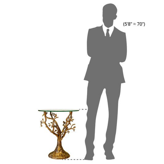 Height comparison of side table with man