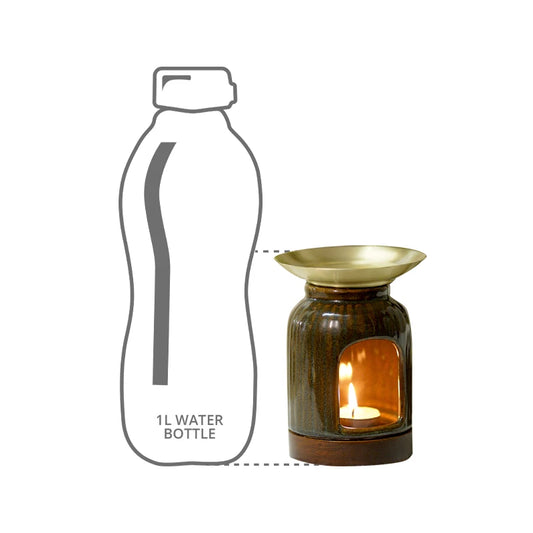 Size comparison of Oil burner with bottle