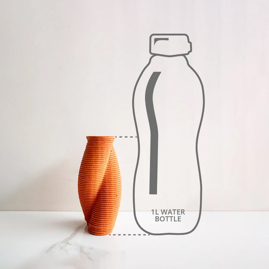 Size comparison of flower vase with bottle