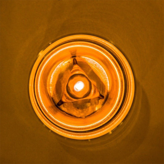 Top view of glass oil lamp 