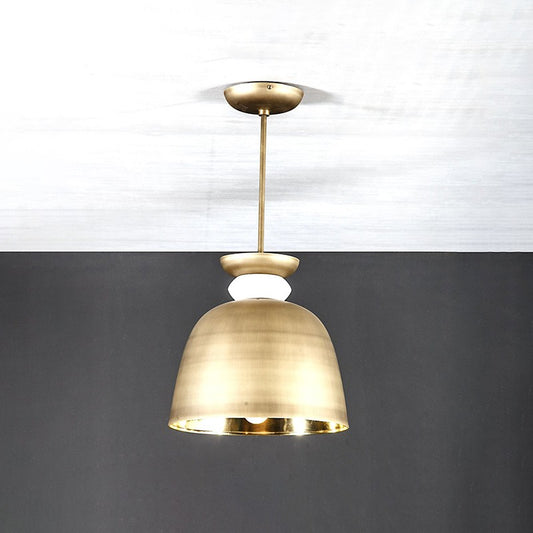 suspended bell shaped brass pendant lamp