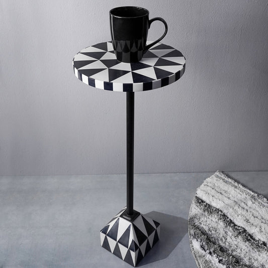 Monochrome Modern Drink Table | White & Black Accent Table - Small