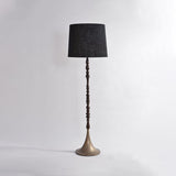Floor lamp with wood and brass base