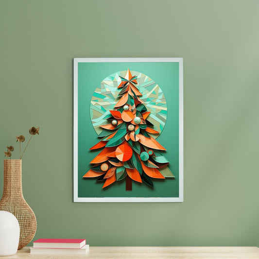 Artisan Christmas Tree Canvas Wall Decor with Frame – Colorf