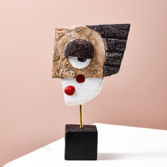Abstract Face Sculpture Showpiece | Tribal Mask Resin Showpiece | Home Decor Gift