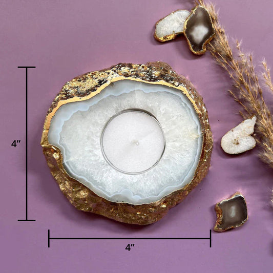 Natural Agate Candle Stand | Semi Precious Stone Tealight Candle Holder