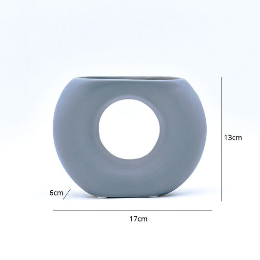 Dimensions of a half donut grey flower vase
