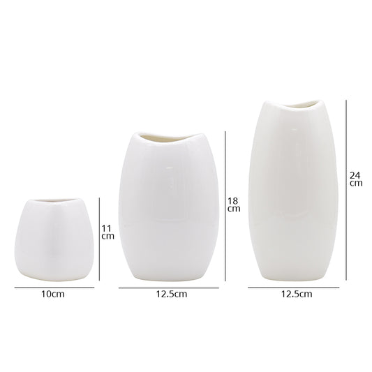 Two-sized neck white vases dimensions