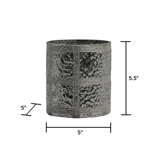 Dimensions of silver finished glass candle