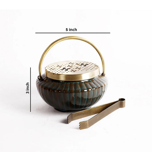 Dimension of dhuna dani with brass lid