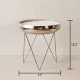 Dimensions of large silver candle urli on stand