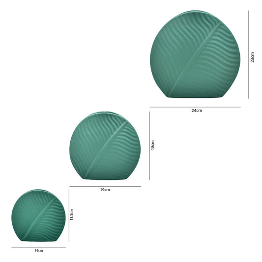 Dimensions of three ceramic green vases