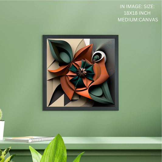 Geometrified Flower: Artisan Canvas Wall Decor Elegance