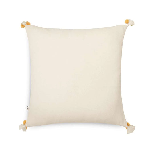 Plain white cushion cover with pom pom