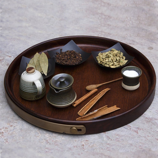Wooden tray for storing spices
