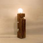 Wood and brass floor lamp 