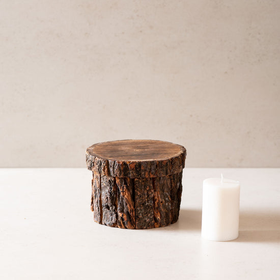 View product - Wooden Bark Risers | Wooden Candle Holders | Set of 2