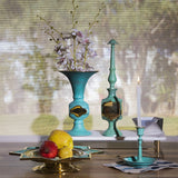 Bluish Brass Vases, Pedestal Platters, Rosewater Sprinklers, and Candle stands