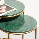 Green marble end table set