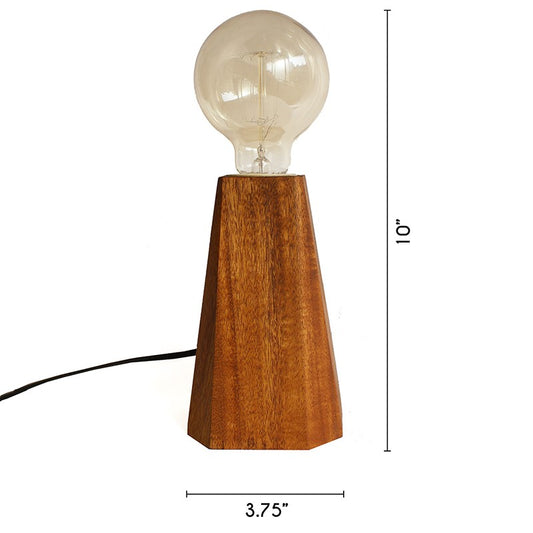 Pyramid Wooden Lamp for Table