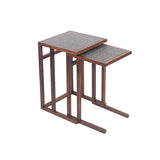 Acacia wood table with laminated fabric top