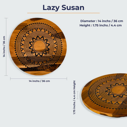 Sunny Mandala Carved Lazy Susan for dining table