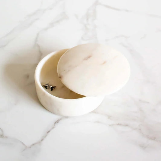 Bulgy Marble Trinket Holder | Jewelry & Trinkets Bowl | Round Storage Container - Small