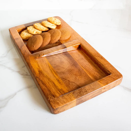 Oblique Serving Platter | Wooden Tray for Snacks & Cookies| Wooden Kitchenware