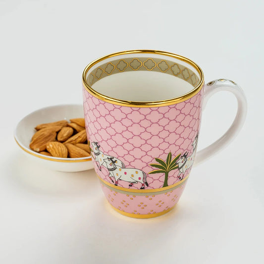Pichwai - Pink Coffee Mug and Nut Bowl