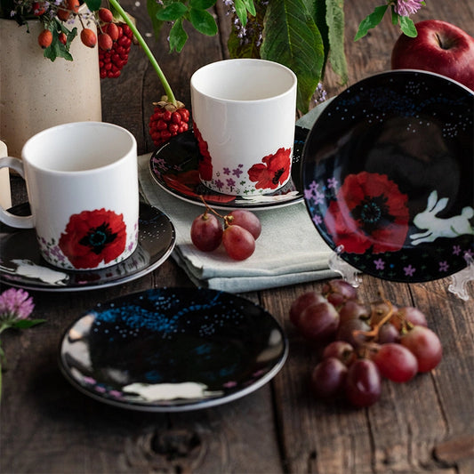 Porcelain Tea Cup with Appetizer Plate Set