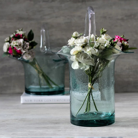 Two Peyton glass vases with flowers