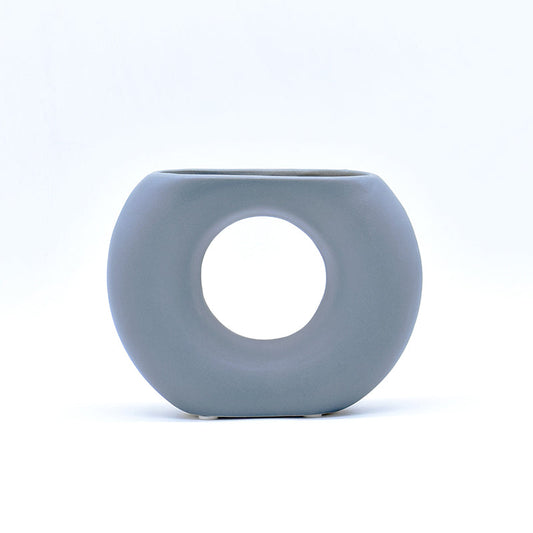 half donut grey ceramic vase