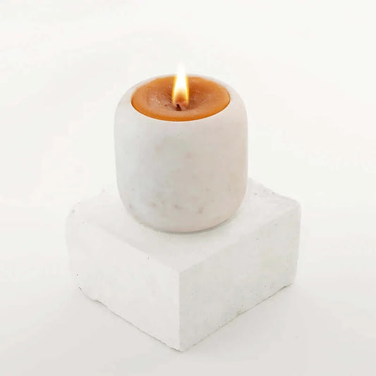 White marble candle with aroma wax