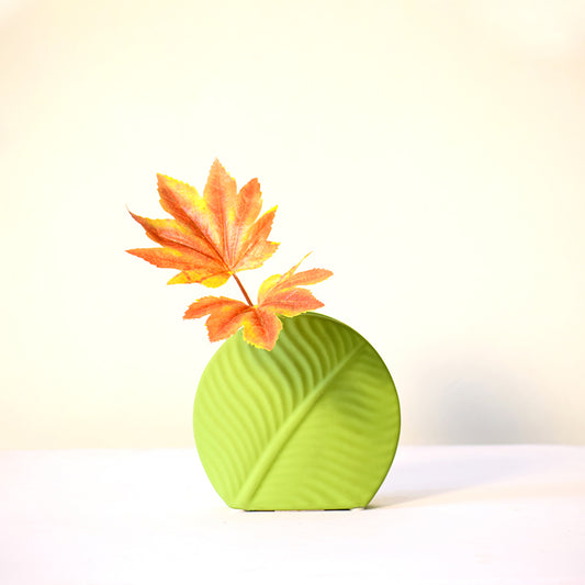 small size leaf flower vase in mint green