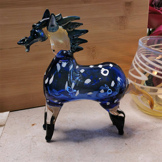 Vintage Carnival Equine Sculpture | Handblown Glass Horse Statue