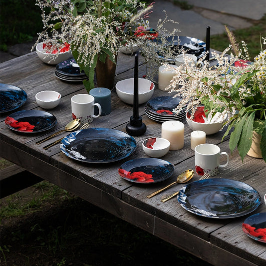 Black Dinner Set for 2 (10 pieces) | Porcelain Dinnerware Set