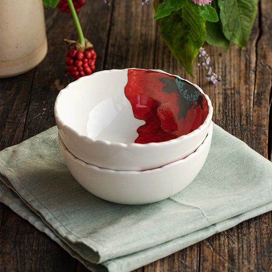 Scarlet Ramen Bowls | Porcelain Serving Bowl