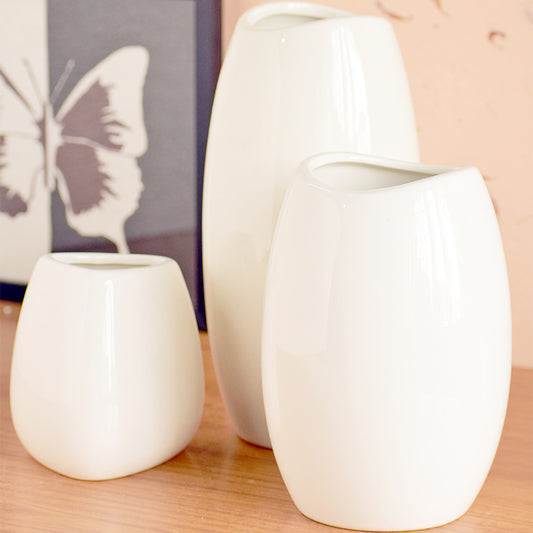 Three neck ceramic vases in different sizes