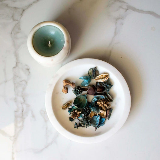 Marble Potpourri Plate with Scented Candle