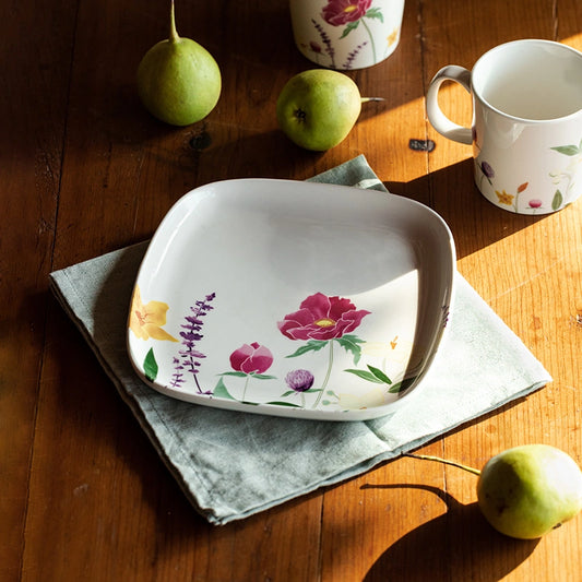 Pastoral Square Serving Platters | Porcelain Small Serving Tray