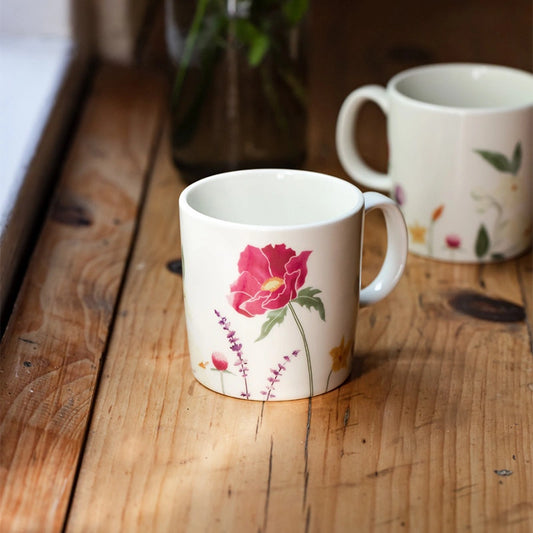 Pastoral Coffee Mugs Set of 2 | Porcelain Tea Cups