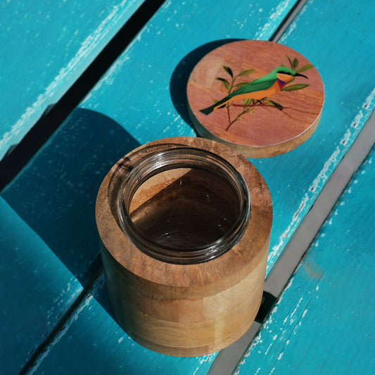 Wood jar with lid