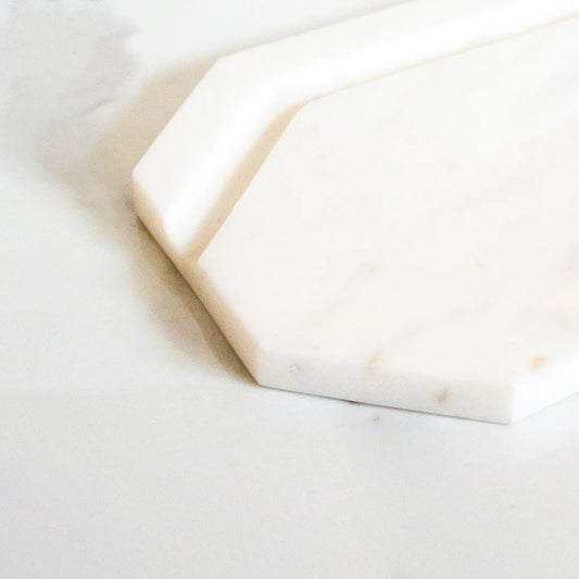 White Marble Platter Close up